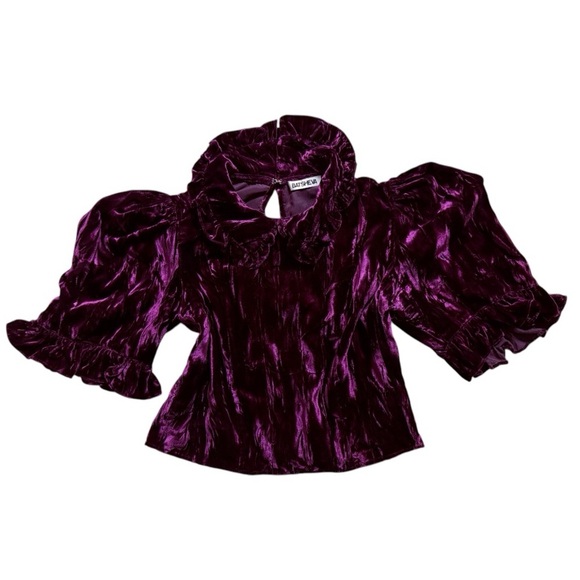 RARE // Luxurious and elegant purple velvet blouse by Batsheva - Picture 1 of 4